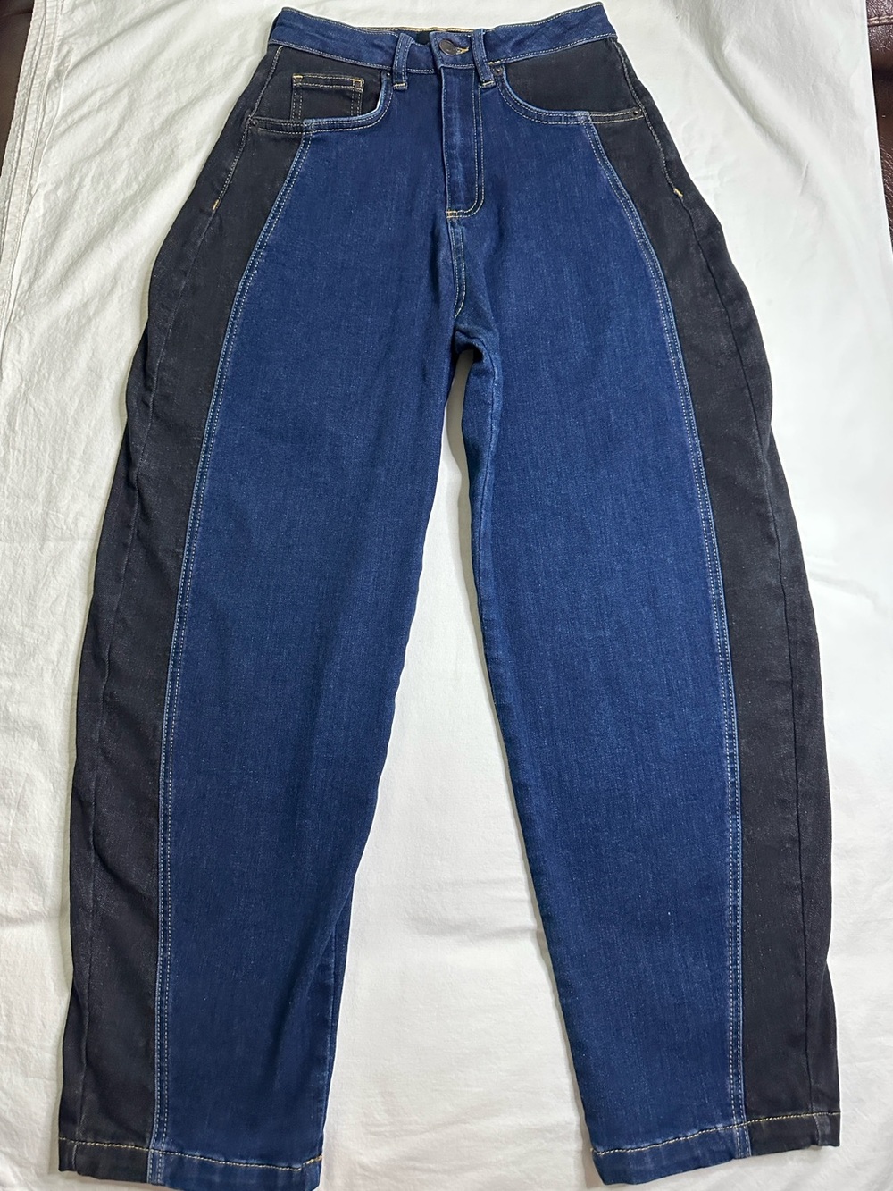 Ruti The Classic Barrel Leg Two Tone Jeans Size 0